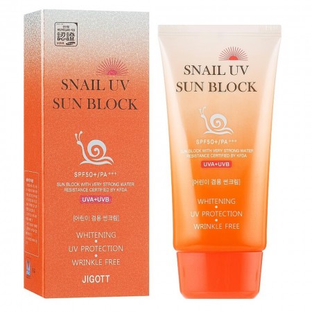 Солнцезащитный крем Jigott Snail Uv Sun Block Cream Spf50+/pa+++